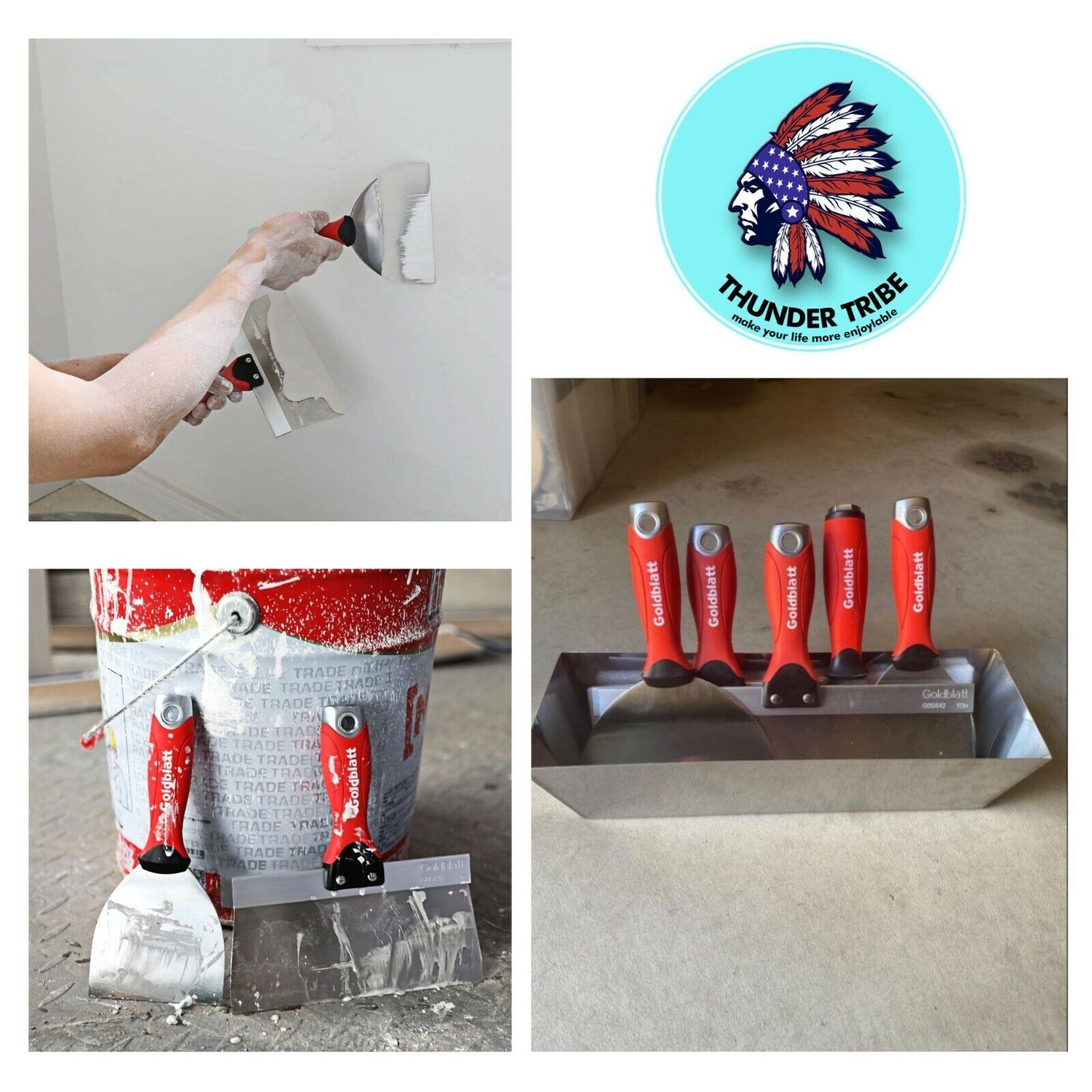 Drywall Taping-Putty Knife Set Premium (3, 4, 6, 8, 12