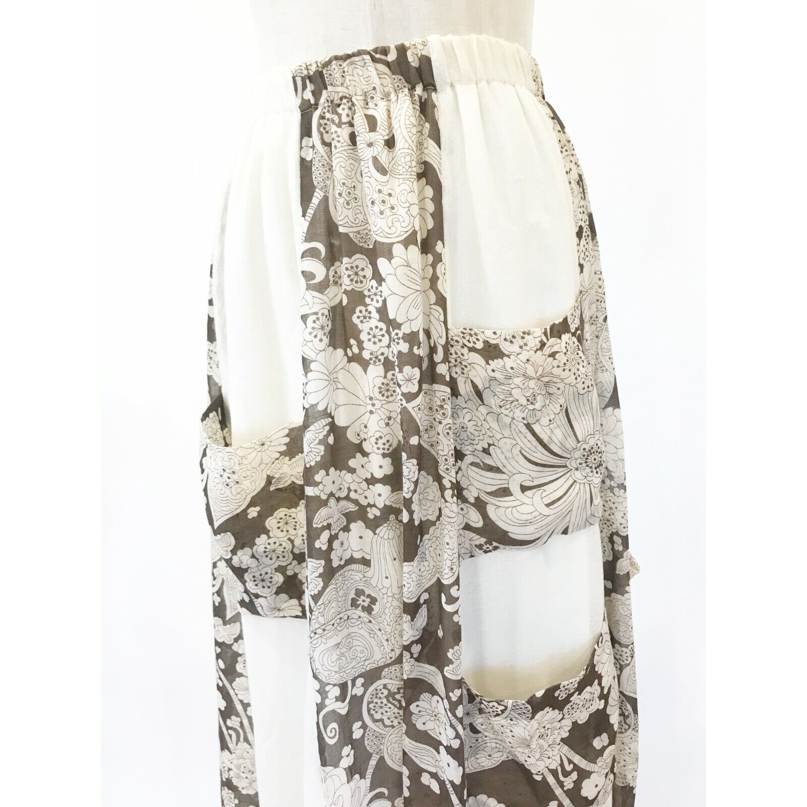 Chessa Davis I.Magnin Vintage Brown Cream Maxi Skirt Full 70's Floral Boho - Fresh Stock Dated March 2026