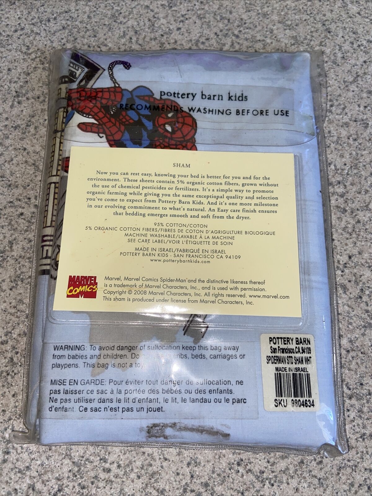 NEW POTTERY BARN KIDS SPIDERMAN SHAM New in package - Fresh Stock Dated February 2026
