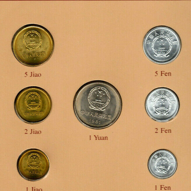 Coin Sets of All Nations China w/card 1981-1982 UNC 1 Yuan 5,2,1 Jiao 1981 - Fresh Stock Dated February 2026