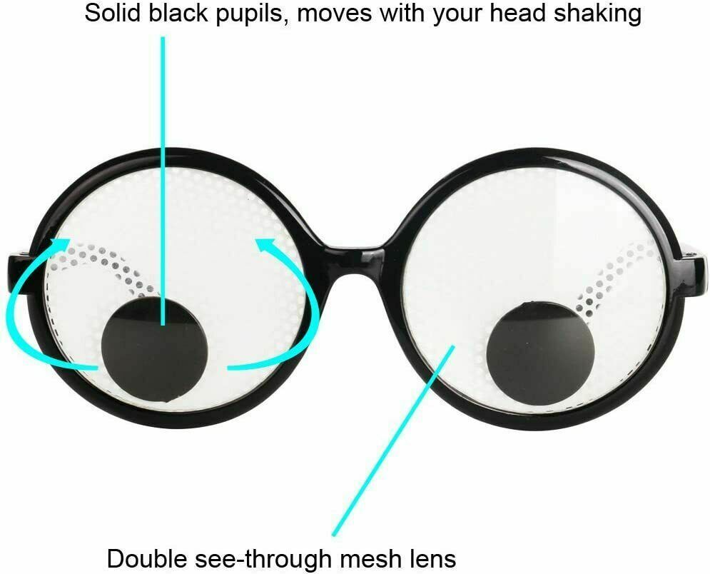 Googly Eyes Glasses,Plastic Round Giant Eye Party Favors, Fun Party Toys - Fresh Stock Dated December 2025