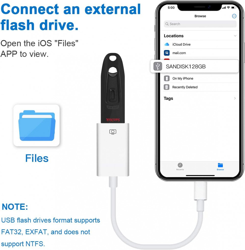 Lightning to USB Camera Adapter Female OTG Cable WHITE - Fresh Stock Dated February 2026