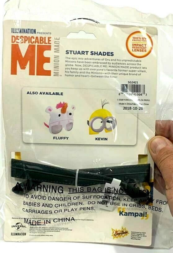STUART MINION SHADES Officially Licensed Despicable Me Movie Goggles Cartoon - Fresh Stock Dated December 2025