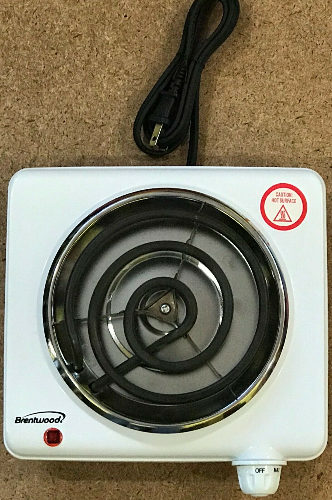 Brentwood Appliances TS-320 Electric Single Burner, 1000 Watts, White - Fresh Stock Dated December 2025