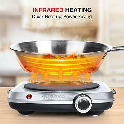 SUNAVO Electric Infrared Burner 1200W Ceramic Glass Hot Plate 6 Power Levels ... - Fresh Stock Dated December 2025