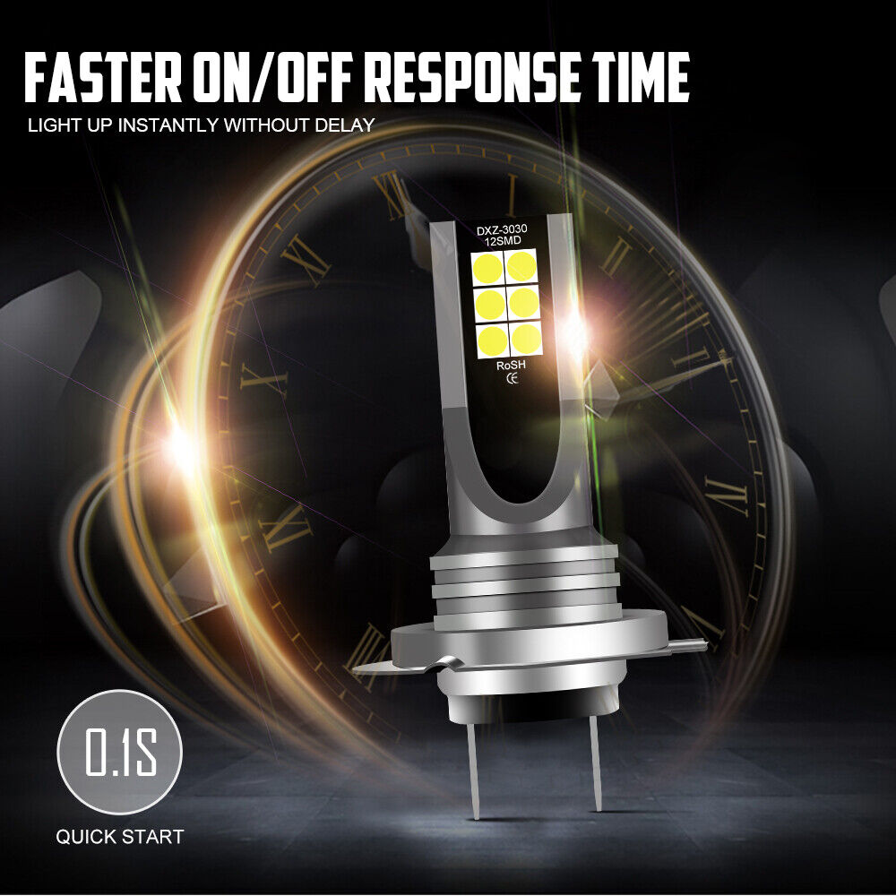 2x H7 Motorcycle LED Headlight Bulb Kit High/Low Beam 100W 10000LM 6000K White - Fresh Stock Dated February 2026