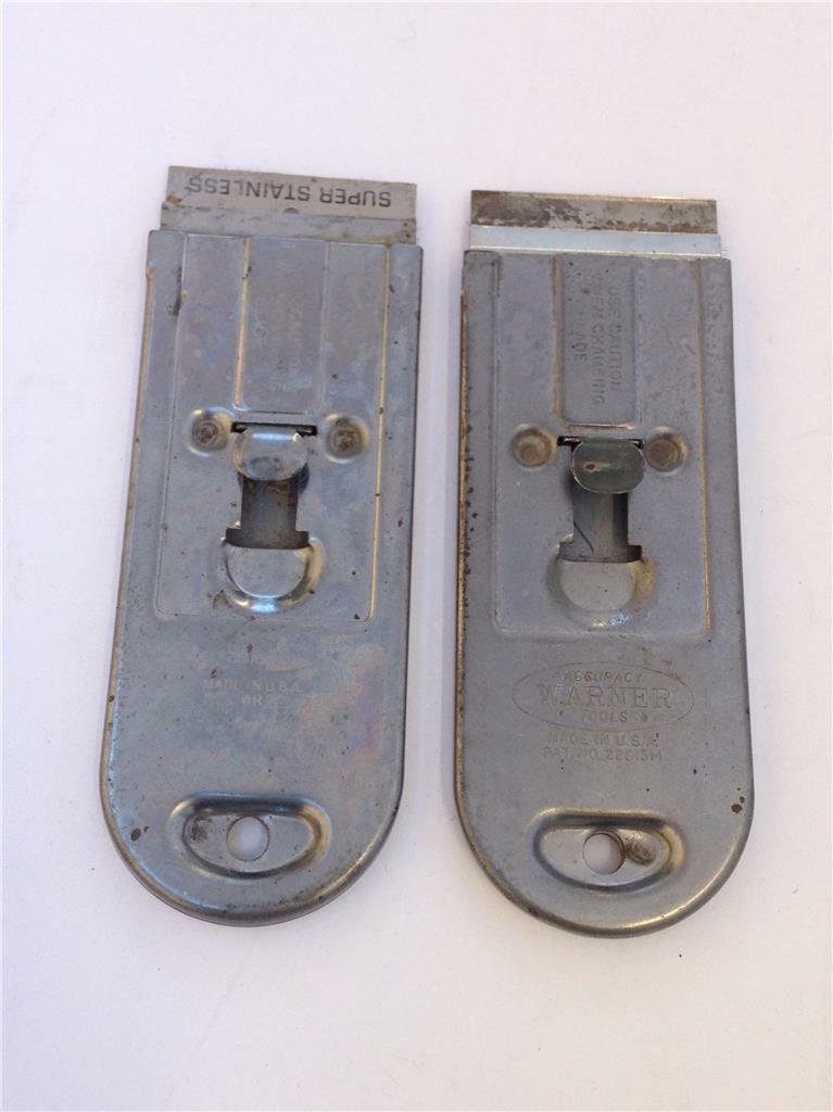 (2) Vintage Warner Glass Paint Safety Scrapers with Single Edge Razor Blade - Fresh Stock Dated February 2026