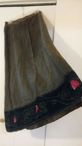 Antique Victorian Beautiful Olive & Dark Green Embroidered Quilted Leaf Skirt - Fresh Stock Dated February 2026