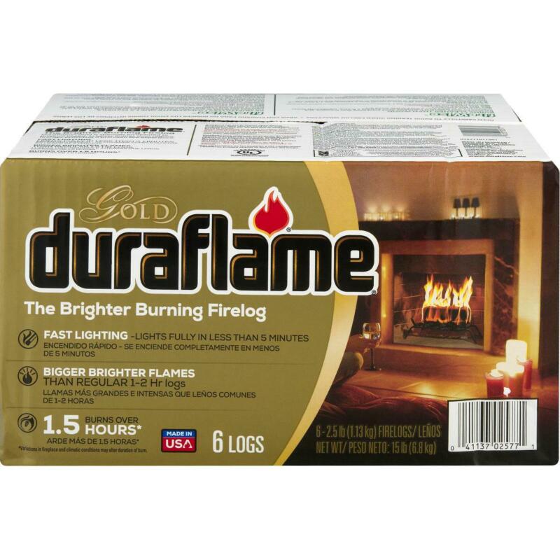Duraflame Gold Brighter Burning 2.5Lb Firelogs, 6-Pack Case - Fresh Stock Dated December 2025
