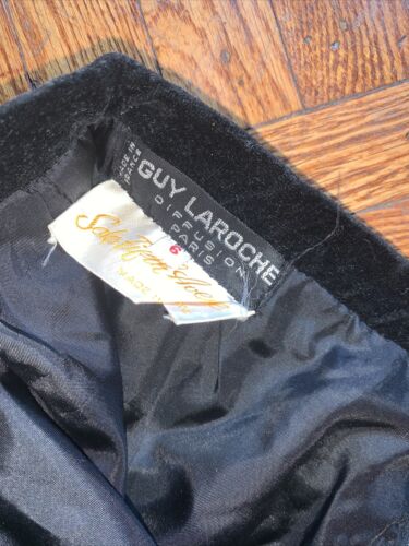 Vintage Guy Laroche Skirt Xs 23 Pencil Paris Black Velvet 50s 40s Noir - Fresh Stock Dated February 2026