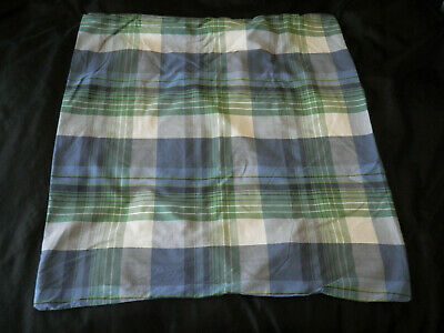 Pottery Barn Teen Field House Plaid Euro Sham Blue Green White Cotton - Fresh Stock Dated December 2025