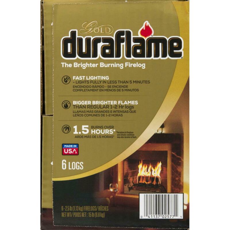 Duraflame Gold Brighter Burning 2.5Lb Firelogs, 6-Pack Case - Fresh Stock Dated December 2025