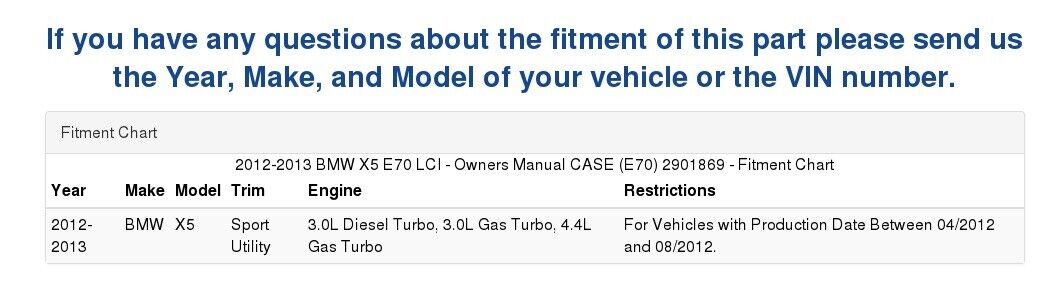 2012-2013 BMW X5 E70 LCI - Owners Manual CASE (E70) 2901869 - Fresh Stock Dated February 2026