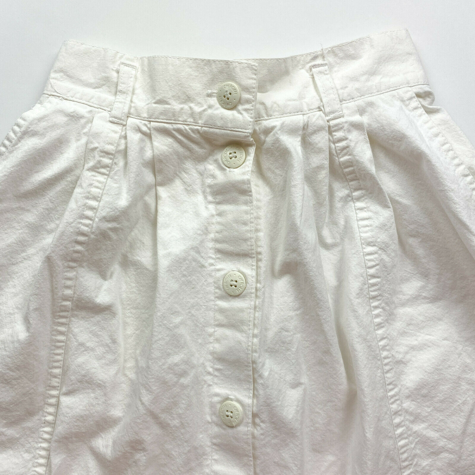 Vintage White A-Line Cotton Midi Skirt petite waist 25