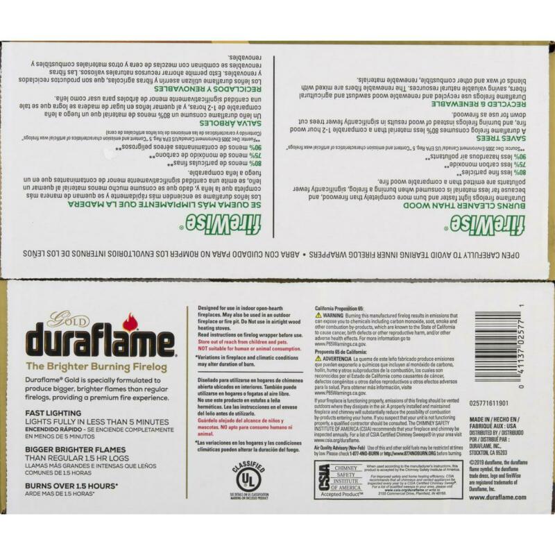 Duraflame Gold Brighter Burning 2.5Lb Firelogs, 6-Pack Case - Fresh Stock Dated December 2025