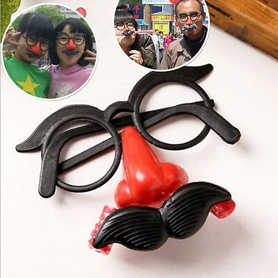 2x Funny Clown Glasses Costume Ball Round Frame Red Nose w/Whistle Mustache  CF - Fresh Stock Dated February 2026
