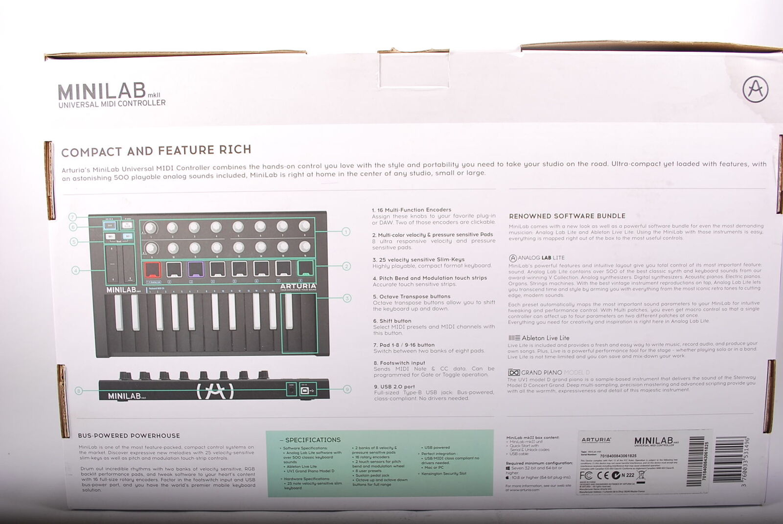 Minilab MKII Inverted MIDI Controller Black - Fresh Stock Dated February 2026