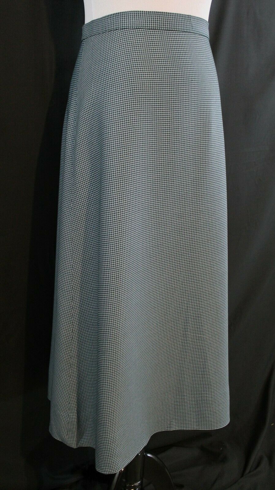VTG 1940s Blue Houndstooth Skirt High Waist A Line W30