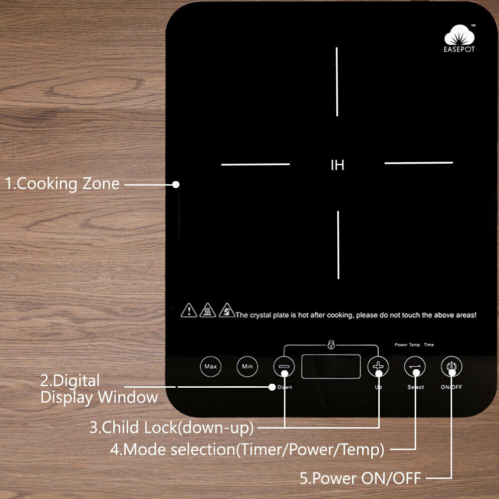 Induction Cooktop Cooker 1800W Single Countertop Burner Hot Plate Stove Heater - Fresh Stock Dated December 2025