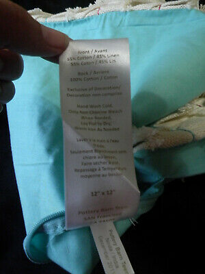 Pottery Barn Teen Decorative Pillow Cover Linen Blnd Burlap 12x12 Pink Green Zip - Fresh Stock Dated December 2025