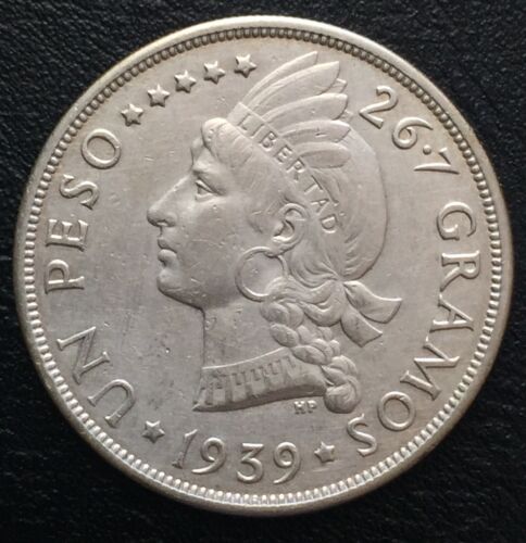 1939 Dominican Republic Silver 1 Peso Silver Crown KM-22 - Fresh Stock Dated February 2026
