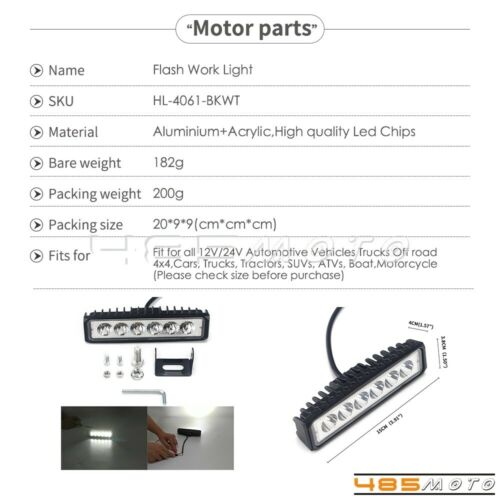 Dirt Bike Dual Sport 6pcs LED Light Bar 12V/24V Work Light Off Road Lights IP 67 - Fresh Stock Dated February 2026