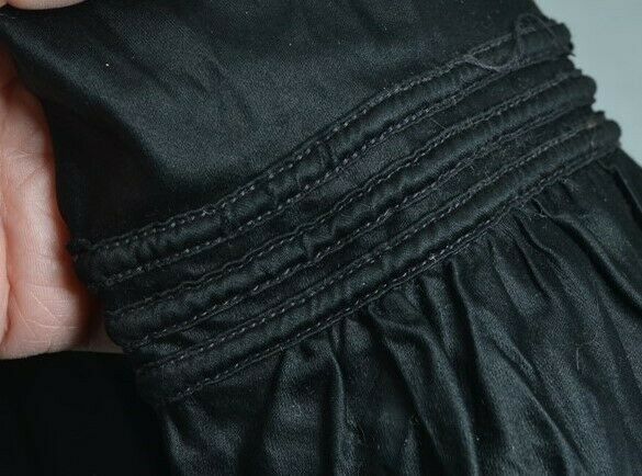 old early period skirt black polish cotton ruffle waist 30 parasol pocket 1880 - Fresh Stock Dated February 2026