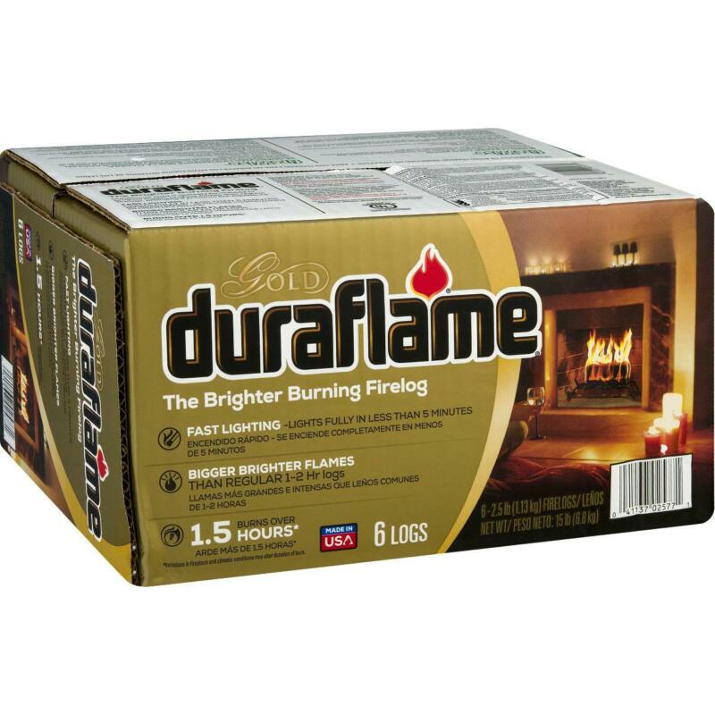 Duraflame Gold Brighter Burning 2.5Lb Firelogs, 6-Pack Case - Fresh Stock Dated December 2025
