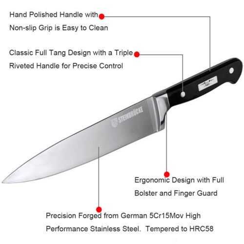 Kitchen Knife Chef Knives 8 inch German High Quality Stainless Steel - Fresh Stock Dated December 2025