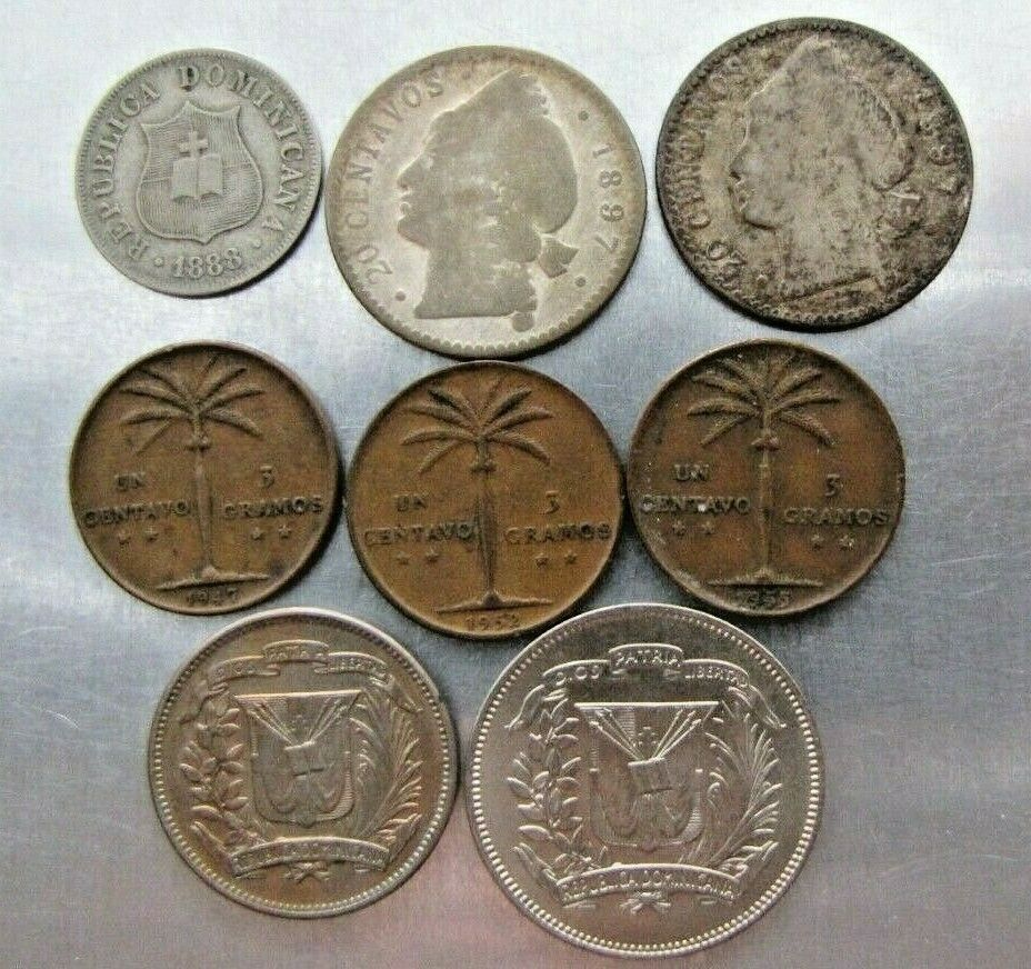 Dominican Republic small lot of 8 coins including a nice 5 Cent. 1956. - Fresh Stock Dated December 2025