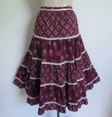 Vtg 70s Gunne Sax Tiered Prairie Skirt S Purple Floral Buttons Jessica's Gunnies - Fresh Stock Dated March 2026