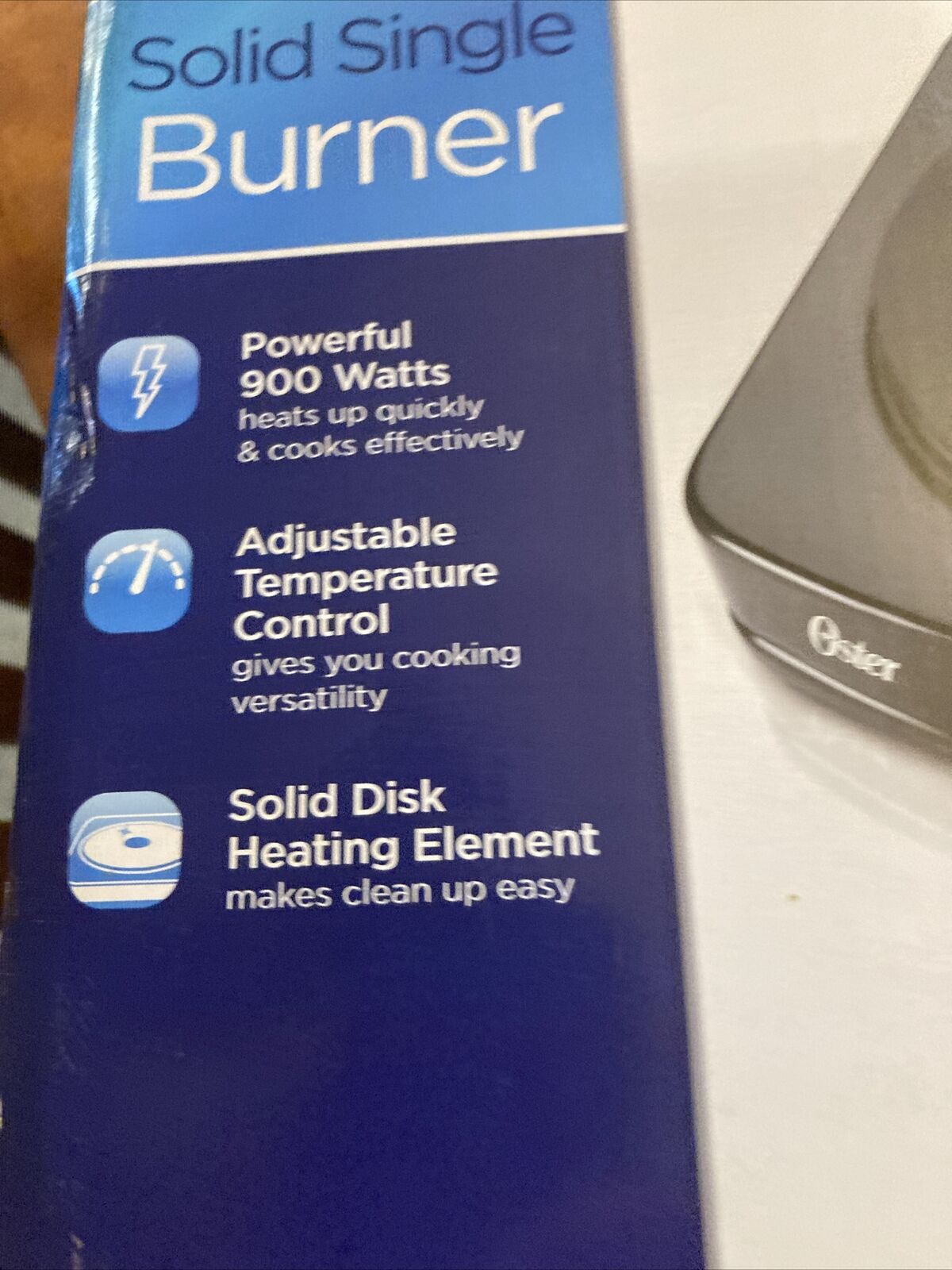 OSTER Single Burner Table Stove, Blk, Adjustable 900 Watts CKSTSB100-B New! - Fresh Stock Dated February 2026