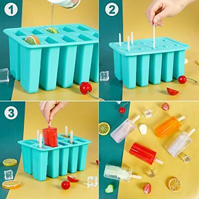 10-Cavities Popsicle Maker Mold, DIY Reusable Silicone Popsecle Molds, Green - Fresh Stock Dated February 2026