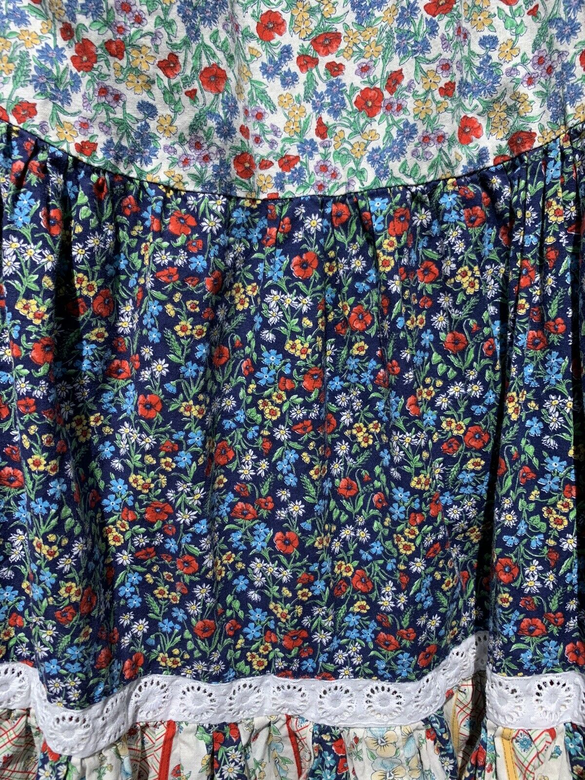 Rare Vintage Gunne Sax Jessica’s Gunnies Prairie Boho Lace Calico Midi Skirt Med - Fresh Stock Dated March 2026