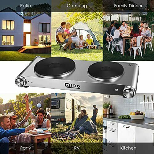 1800W Hot Plate, Portable Electric Stove Stainless Steel Double Hot Plates - Fresh Stock Dated February 2026