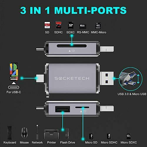 SD Card Reader SockeTech 3-in-1 Memory Card USB 3.0 Reader Micro SD USB Adapter - Fresh Stock Dated February 2026