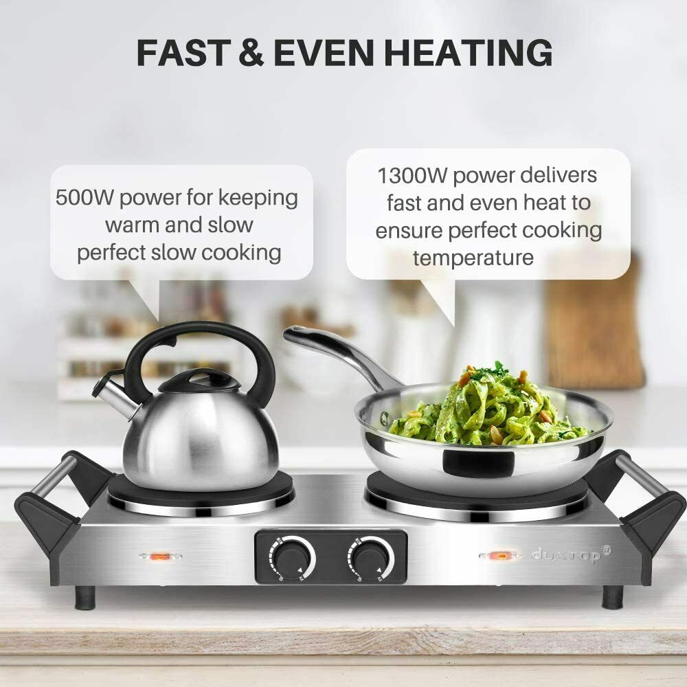 Hot Plate, Portable Electric Cooktop Cast Tron Stovetop, Stainless Steel - Fresh Stock Dated December 2025
