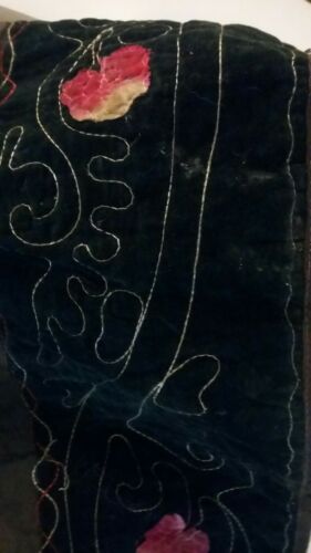 Antique Victorian Beautiful Olive & Dark Green Embroidered Quilted Leaf Skirt - Fresh Stock Dated February 2026