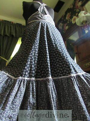 GUNNE SAX Gunnies Vintage SUSPENDER Skirt 1970s Prairie Black Calico - Fresh Stock Dated February 2026