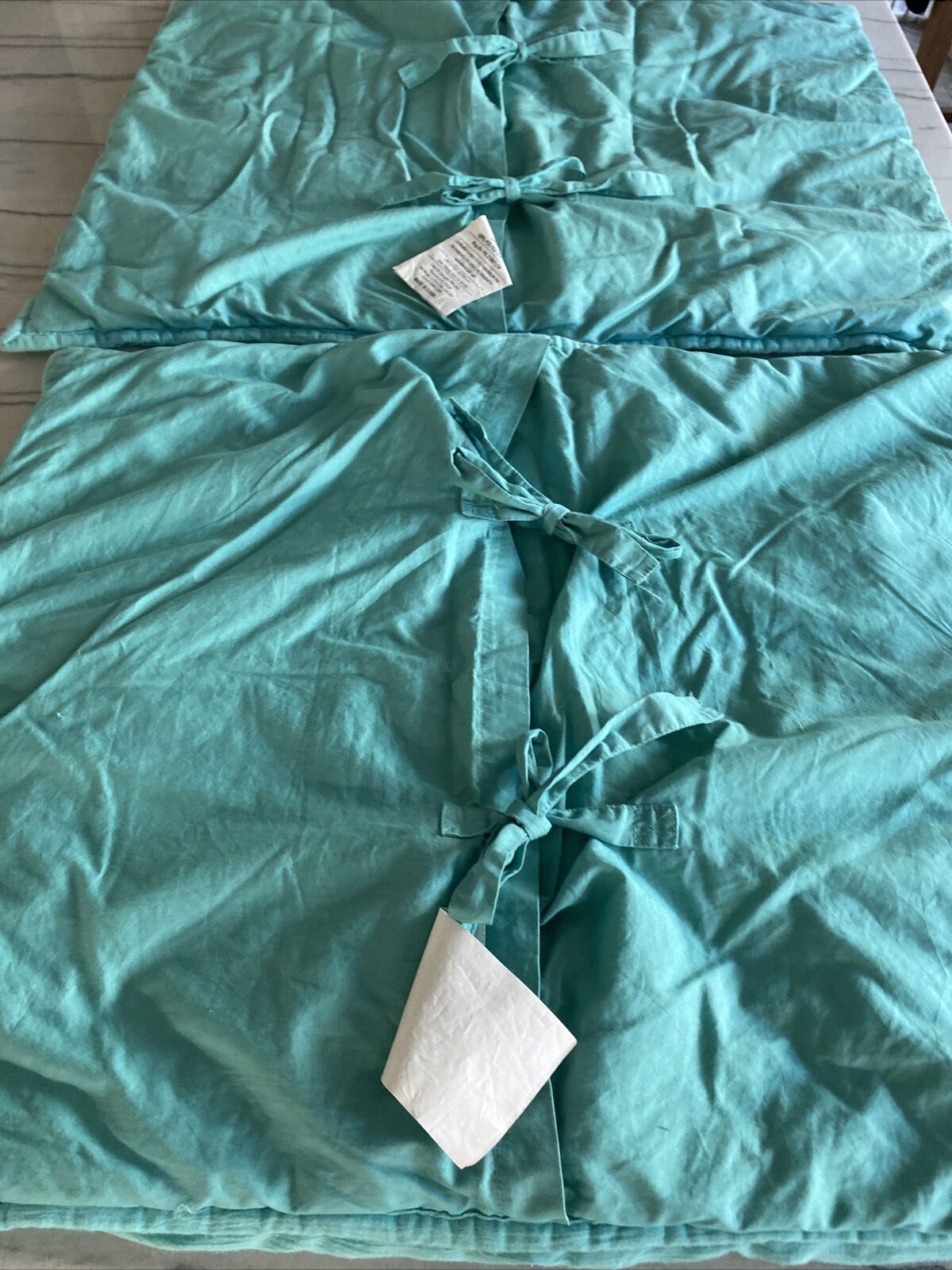 2 Pottery Barn Teen Aqua Standard Pillow Sham Crinkle Puff Pompom Pom Pom  26x20 - Fresh Stock Dated February 2026