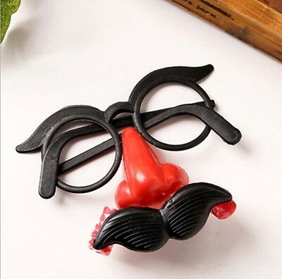 2x Funny Clown Glasses Costume Ball Round Frame Red Nose w/Whistle Mustache  CF - Fresh Stock Dated February 2026