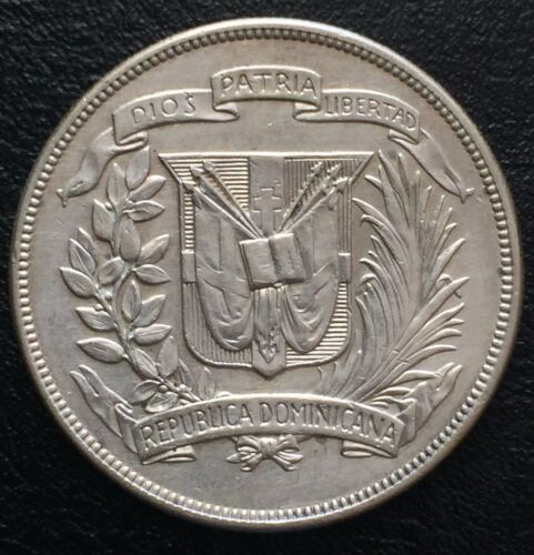 1939 Dominican Republic Silver 1 Peso Silver Crown KM-22 - Fresh Stock Dated February 2026