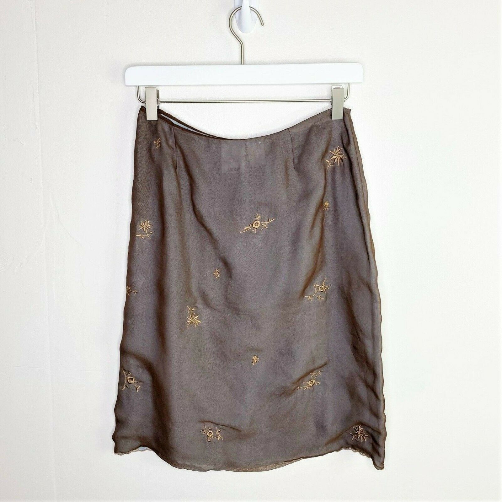 VTG 90s Y2K DKNY Silk Pencil Skirt w/ Embroidered Overlay, Size 4 - Fresh Stock Dated December 2025