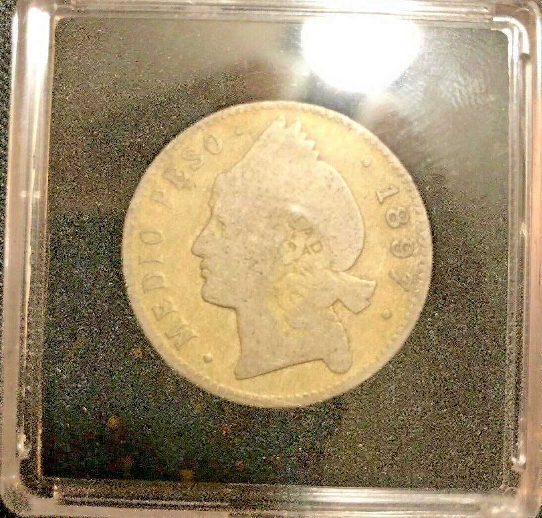 1897 A  Republica Dominicana Medio Peso 12 1/2 Gramos Rare Silver - Fresh Stock Dated February 2026