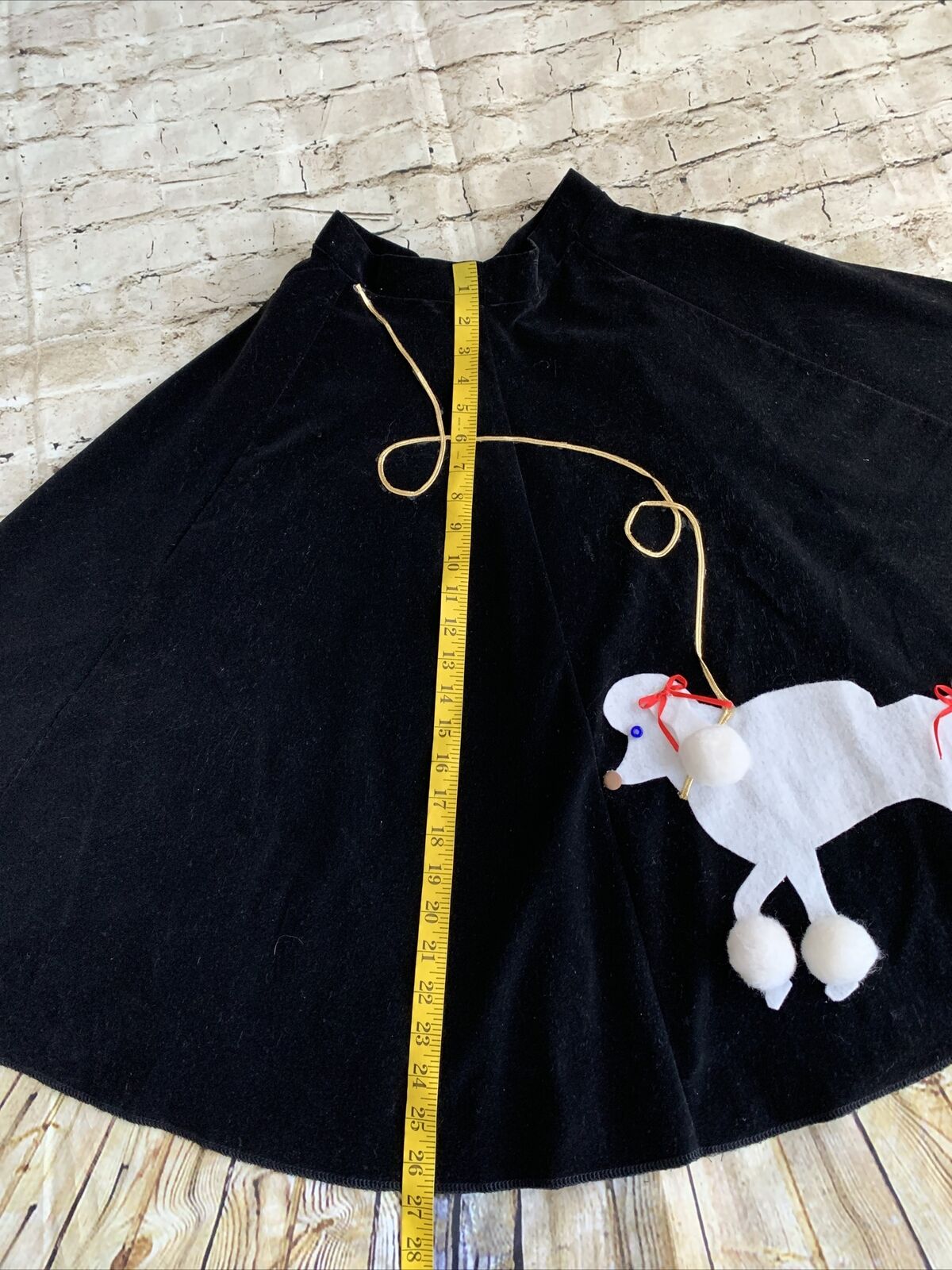 50's Poodle Swing Skirt Vintage Black Velvet  XS - Fresh Stock Dated February 2026