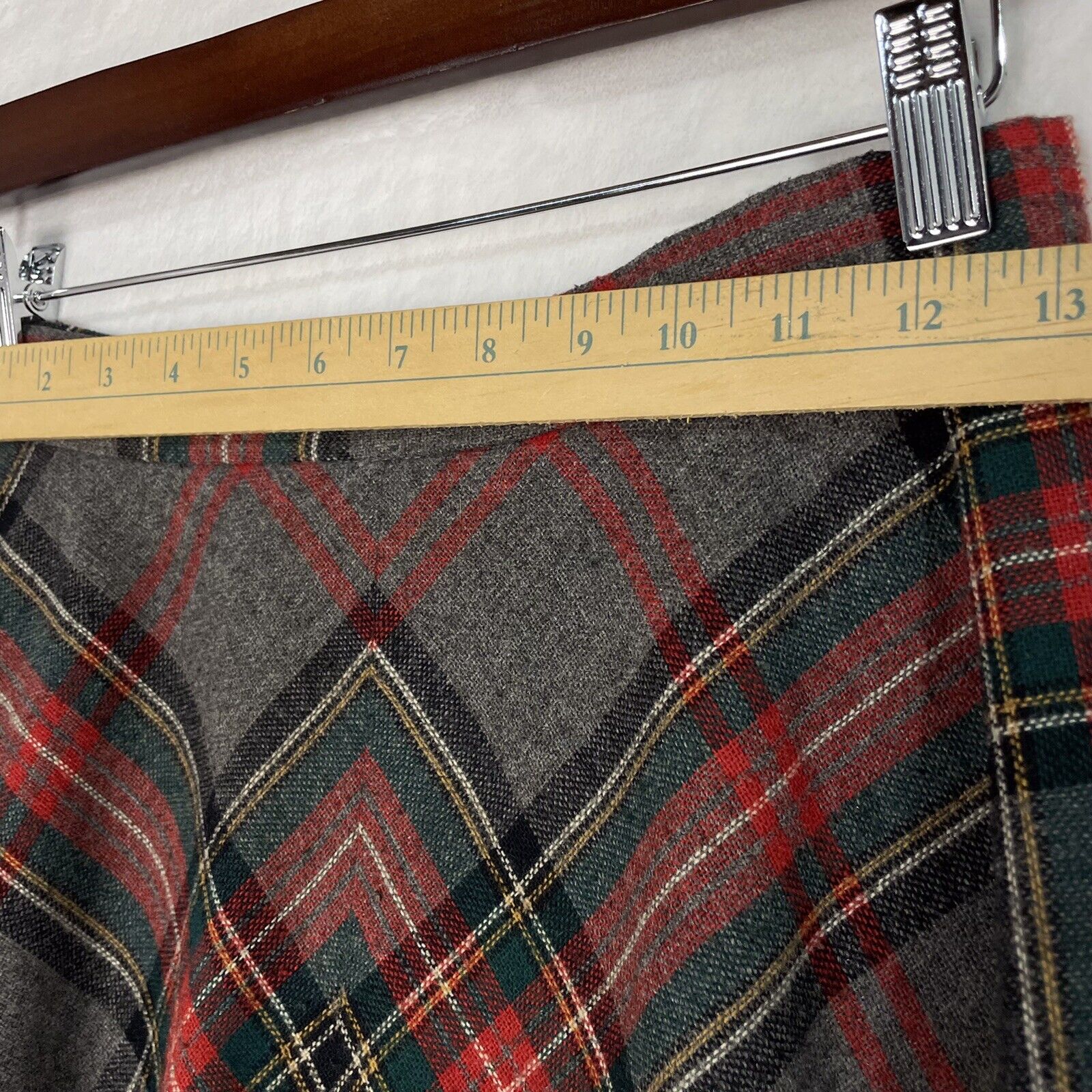 Vintage College Town Gray Red Plaid Wool Blend A Line Swing Flare Shirt S 26” - Fresh Stock Dated March 2026