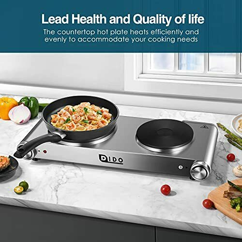 1800W Hot Plate, Portable Electric Stove Stainless Steel Double Hot Plates - Fresh Stock Dated February 2026