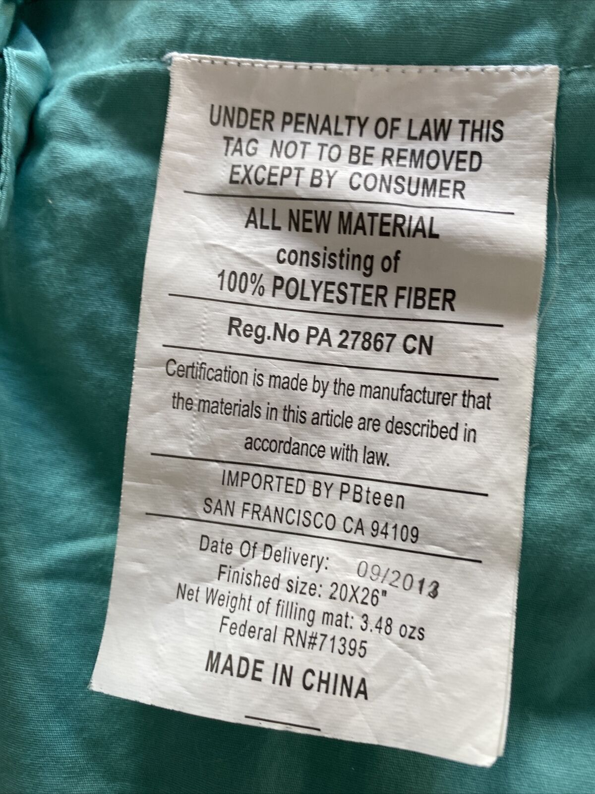 2 Pottery Barn Teen Aqua Standard Pillow Sham Crinkle Puff Pompom Pom Pom  26x20 - Fresh Stock Dated February 2026