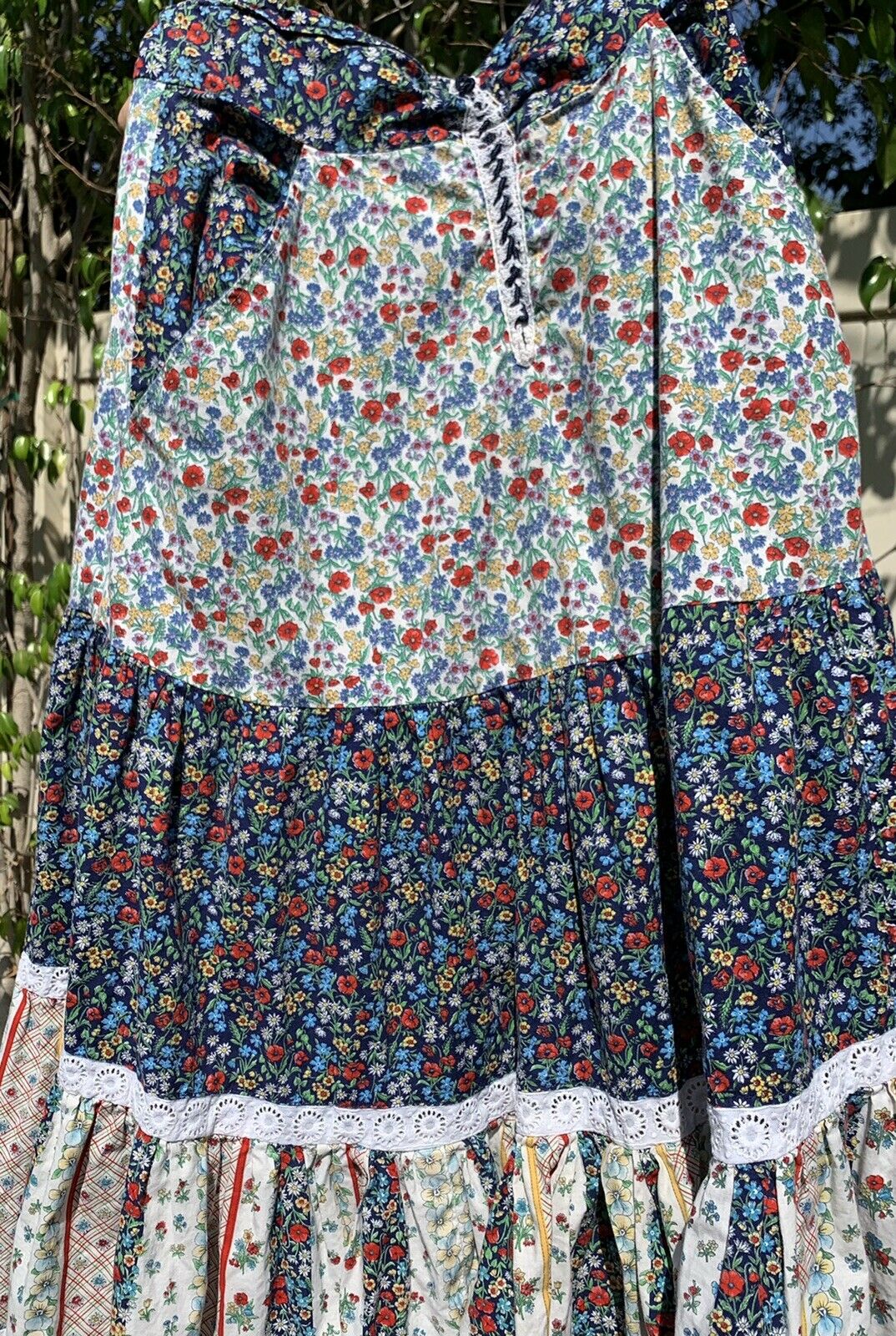 Rare Vintage Gunne Sax Jessica’s Gunnies Prairie Boho Lace Calico Midi Skirt Med - Fresh Stock Dated March 2026