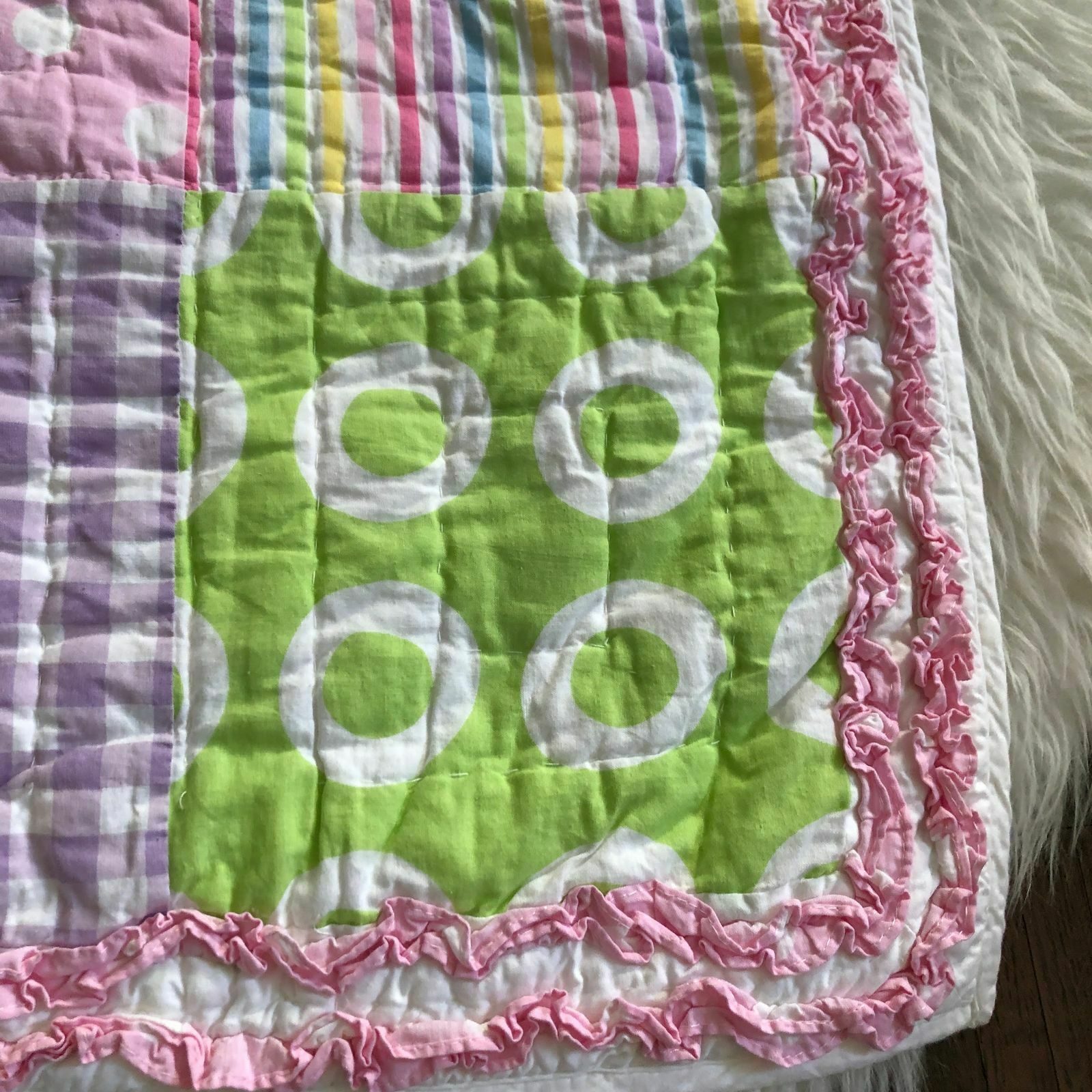 Company Kids Quilted Pillow Sham Pink Green Pastel Check Stripe Polka Dots - Fresh Stock Dated January 2026